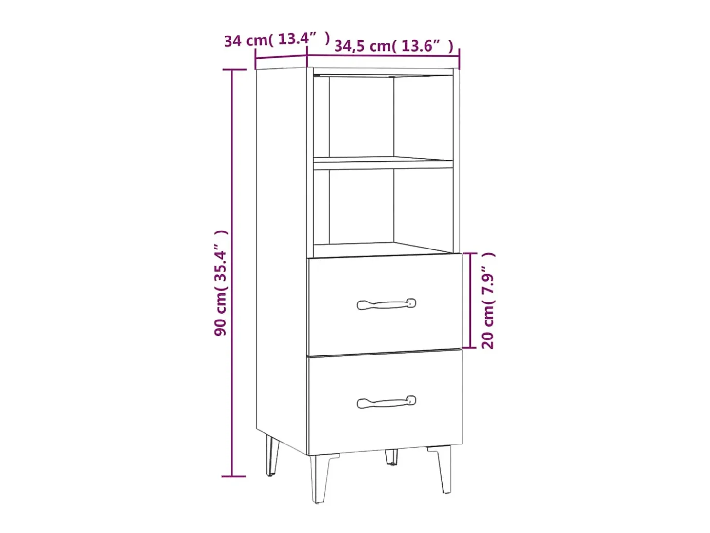 Aparador Sonoma gris 34,5x34x90 cm Madera de ingeniería