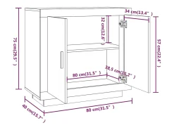 Aparador Sonoma gris 80x40x75 cm Madera de ingeniería