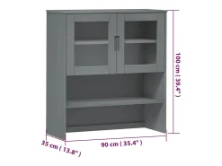 Aparador superior MOLDE madera maciza pino gris 90x35x100 cm