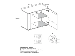 Aparador Sylt V3, Armario de Cocina Moderno con 2 Puertas Grandes antracita mate / burdeos de alto brillo (92,5 x 73.5 x 35)