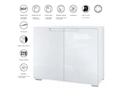 Aparador Sylt V3, Armario de Cocina Moderno con 2 Puertas Grandes blanco mate / roble natural (92,5 x 75.5 x 35)