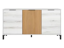 Aparador Tokio Estilo Nórdico Blanco Albo y Roble 3 Puertas 136 cm