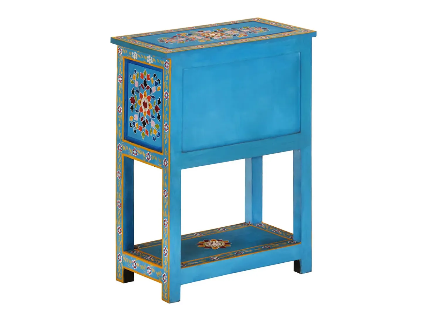 Aparador turquesa de madera maciza de mango 55x30x76 cm