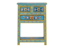 Aparador turquesa de madera maciza de mango 55x30x76 cm