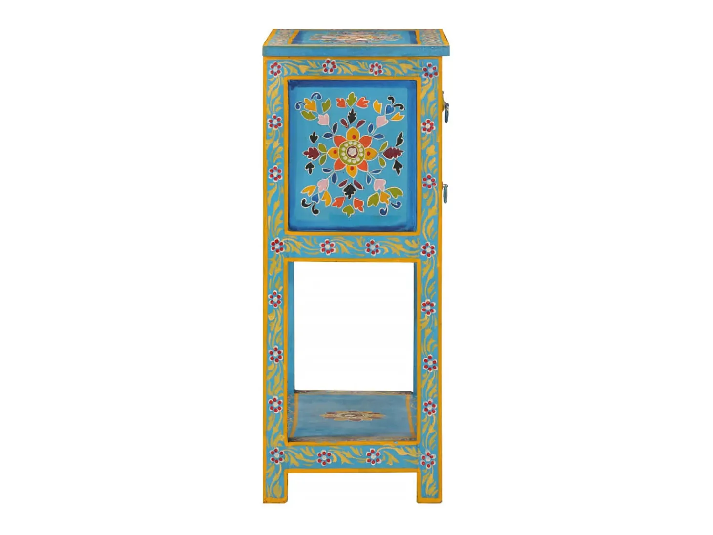 Aparador turquesa de madera maciza de mango 55x30x76 cm