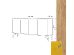 Aparador UTAH color roble Amarillo 140x40x94 cm