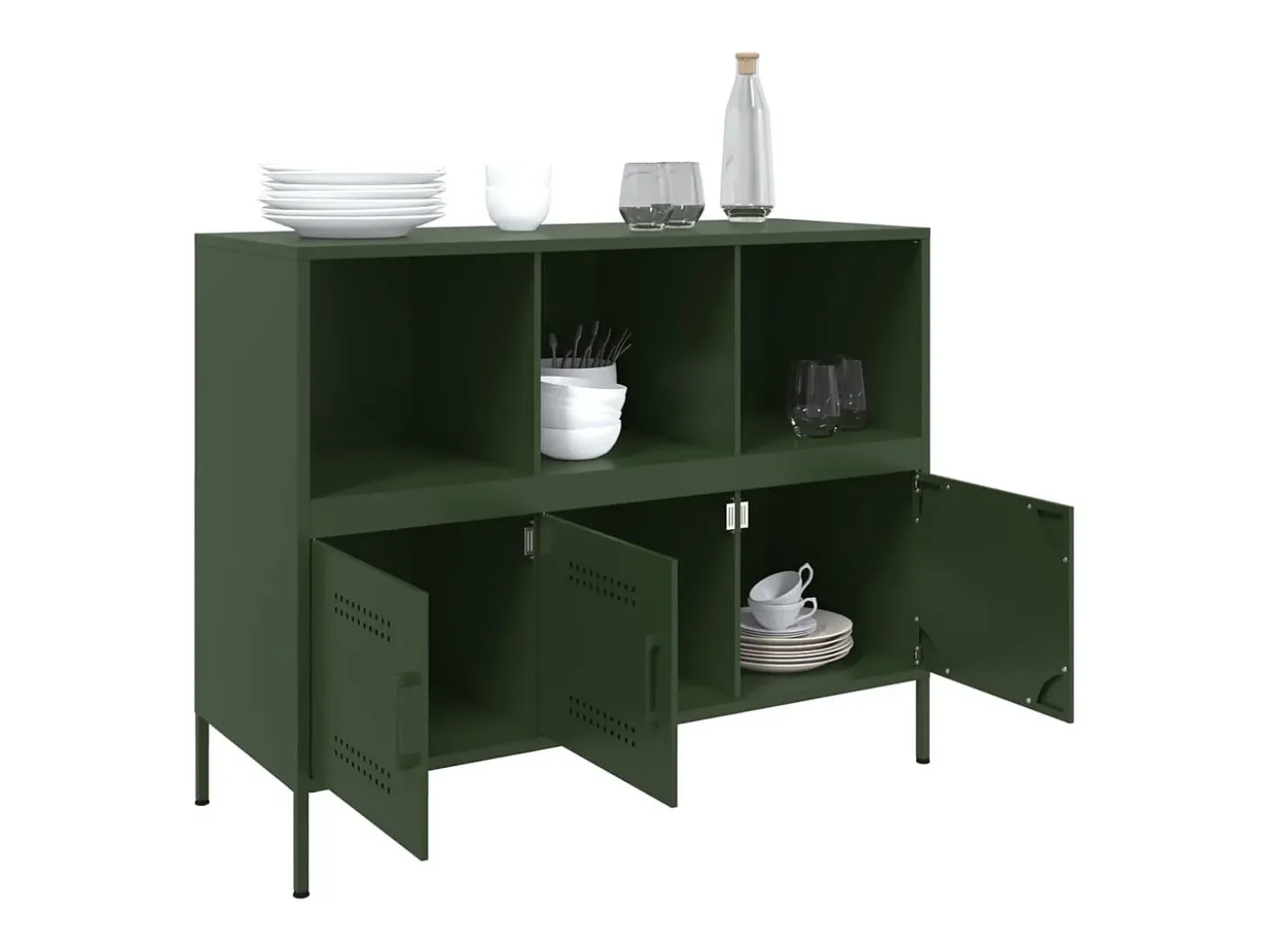 Aparador verde oliva 100,5x39x79 cm acero