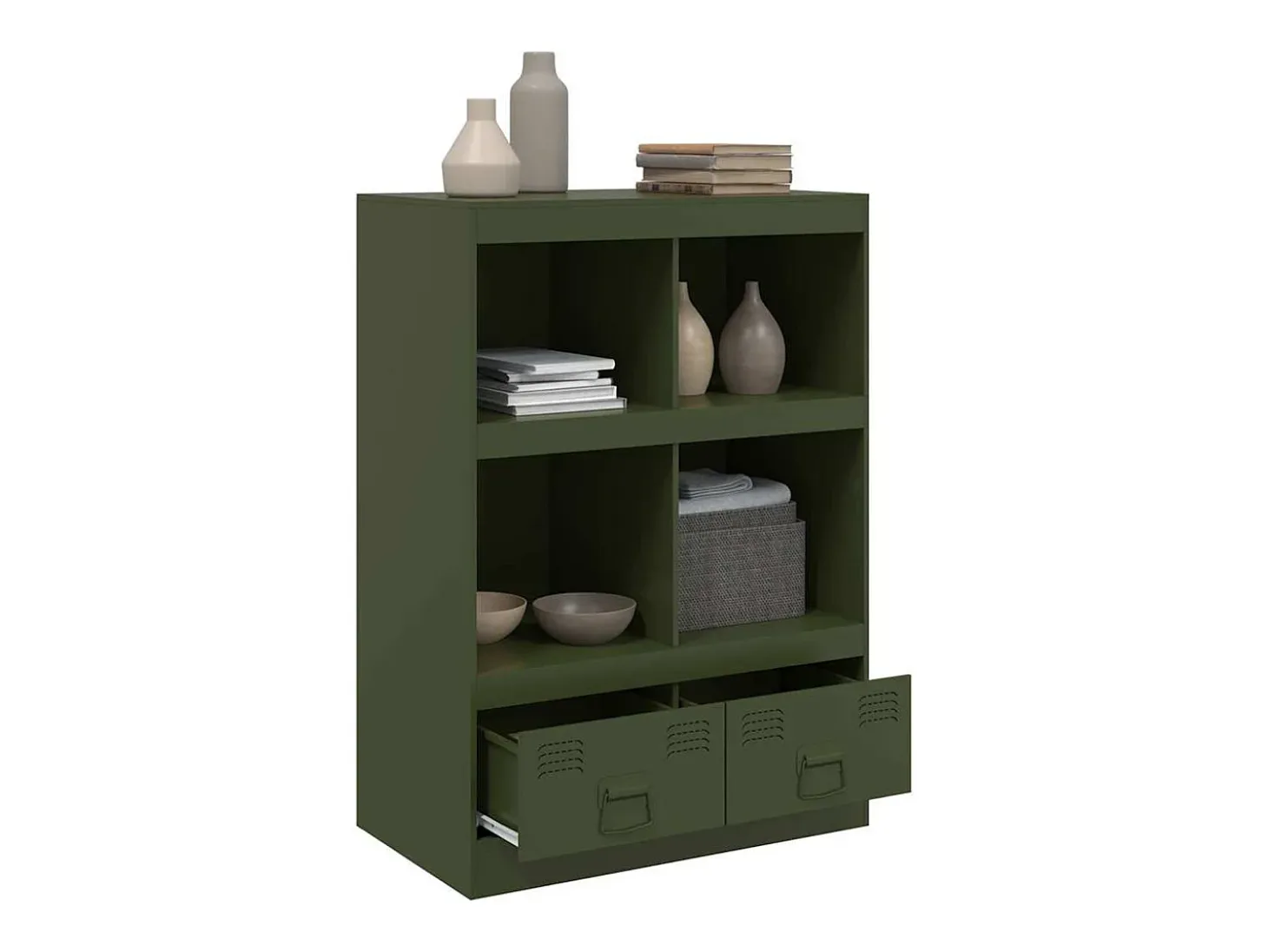 Aparador verde oliva 67x39x95 cm acero