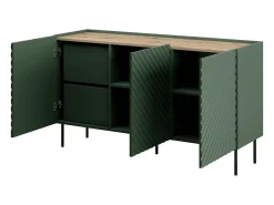 Aparador verde y madera 150 cm 3 puertas 2 cajones Emile