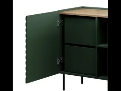 Aparador verde y madera 200cm 4 puertas 2 cajones Emile