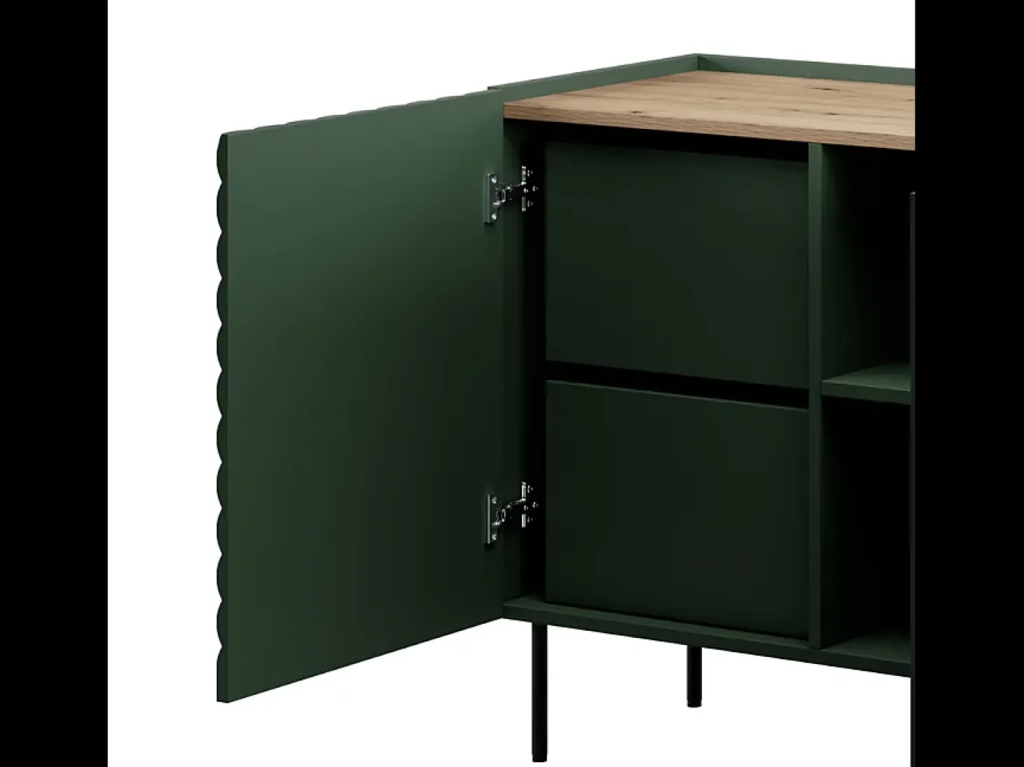 Aparador verde y madera 200cm 4 puertas 2 cajones Emile