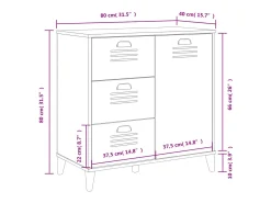 Aparador VIKEN madera maciza de pino gris antracita 80x40x80 cm