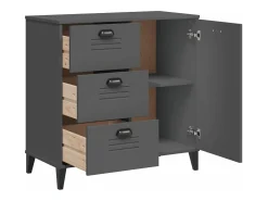 Aparador VIKEN madera maciza de pino gris antracita 80x40x80 cm