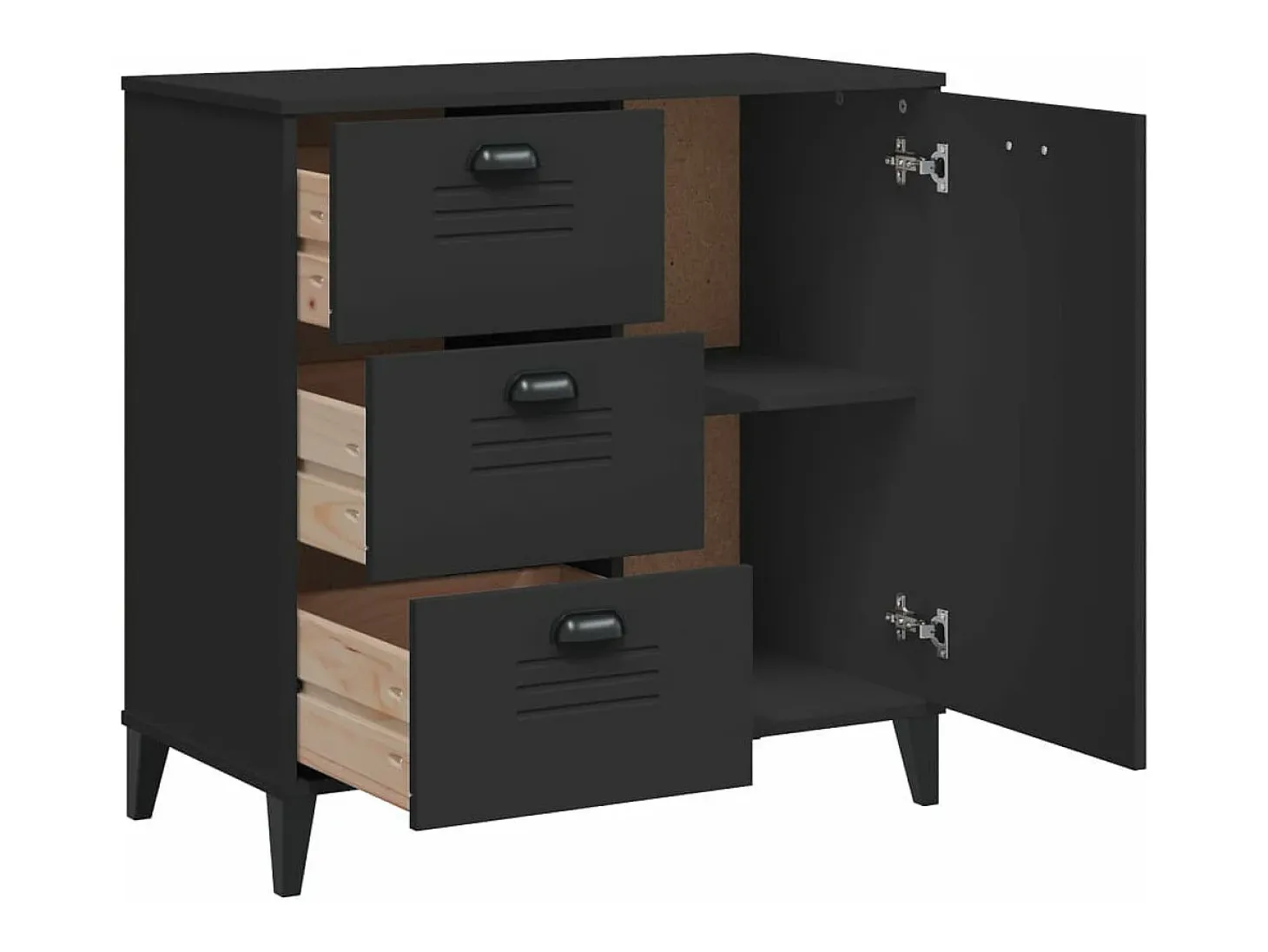 Aparador VIKEN madera maciza de pino negro 80x40x80 cm