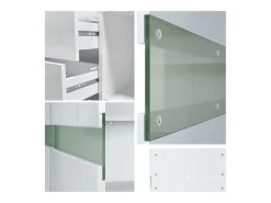 Aparador Vladon Flow, negro de alto brillo/negro de alto brillo con LED - Cómoda moderna con acristalamiento Ambient Light para su salón (177 x 75 x 39 cm)
