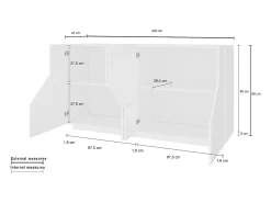 Aparador 200x43cm cocina salón 4 ambientes blanco Hariett