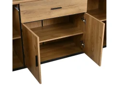 Aparador 160x40x75 cm - 4 puertas y 1 cajón - Estantes ajustables - Acabado de madera - Paneles de partículas - Natural