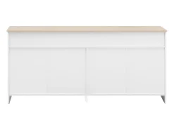 Aparador 160x37x75 cm con 4 puertas y 3 cajones de madera - Blanco y Natural