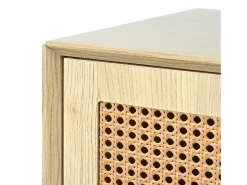 Aparador 120x40x80 cm, con 2 puertas, 1 cajón y 2 nichos en MDF - efecto ratán - color natural