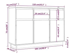 Aparador 110x34x75 cm Madera maciza de pino