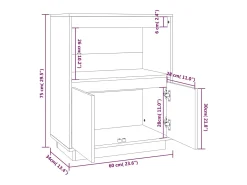 Aparador 60x34x75 cm Madera maciza de pino