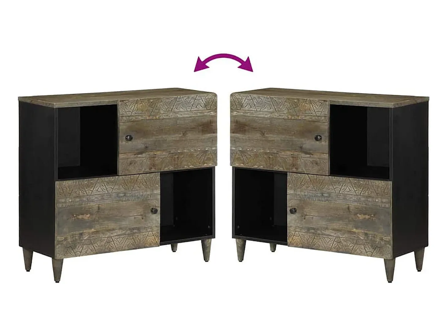 Aparador 80x33x75 cm madera maciza de mango