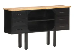 Aparador 110x30x65 cm Madera maciza de mango crudo y acero