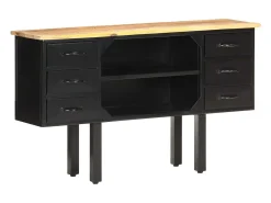Aparador 110x30x65 cm Madera maciza de mango crudo y acero