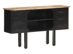 Aparador 110x30x65 cm Madera maciza de mango crudo y acero
