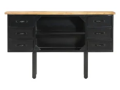 Aparador 110x30x65 cm Madera maciza de mango crudo y acero
