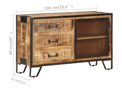 Aparador 100x31x60 cm Madera maciza de mango en bruto