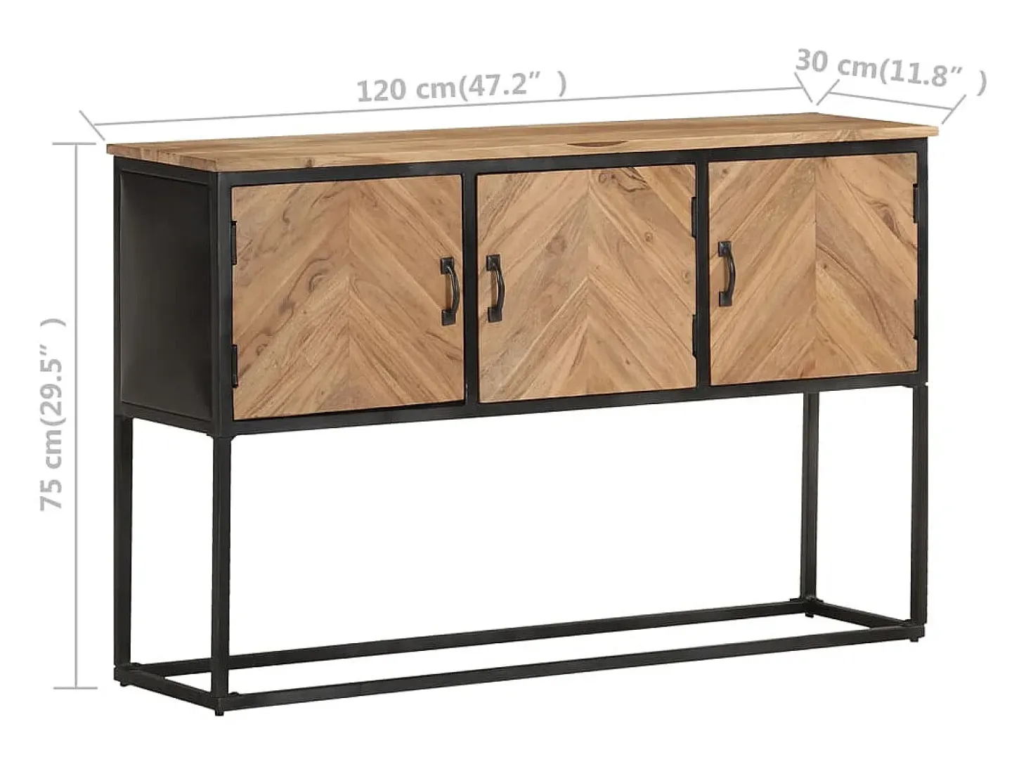 Aparador 120x30x75 cm Madera maciza de acacia