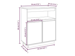 Aparador 70x34x80 cm Madera maciza de pino