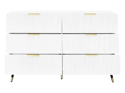 Aparador 120x40x77cm con 6 cajones, patas y tiradores dorados, cuerpo blanco