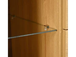 Aparador 160x40x85cm con 3 cajones, 2 puertas, 3 nichos y LED, cuerpo en chapa de madera natural clara