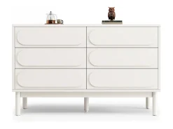 Aparador 120x40x75cm con 6 cajones, decoración relieve 3D, cuerpo de MDF blanco