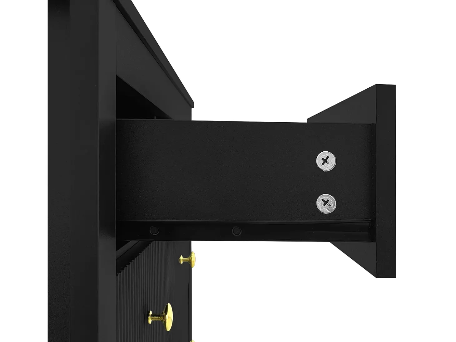 Aparador 79x39,5x80,5cm con 5 cajones, cuerpo negro con tiradores dorados