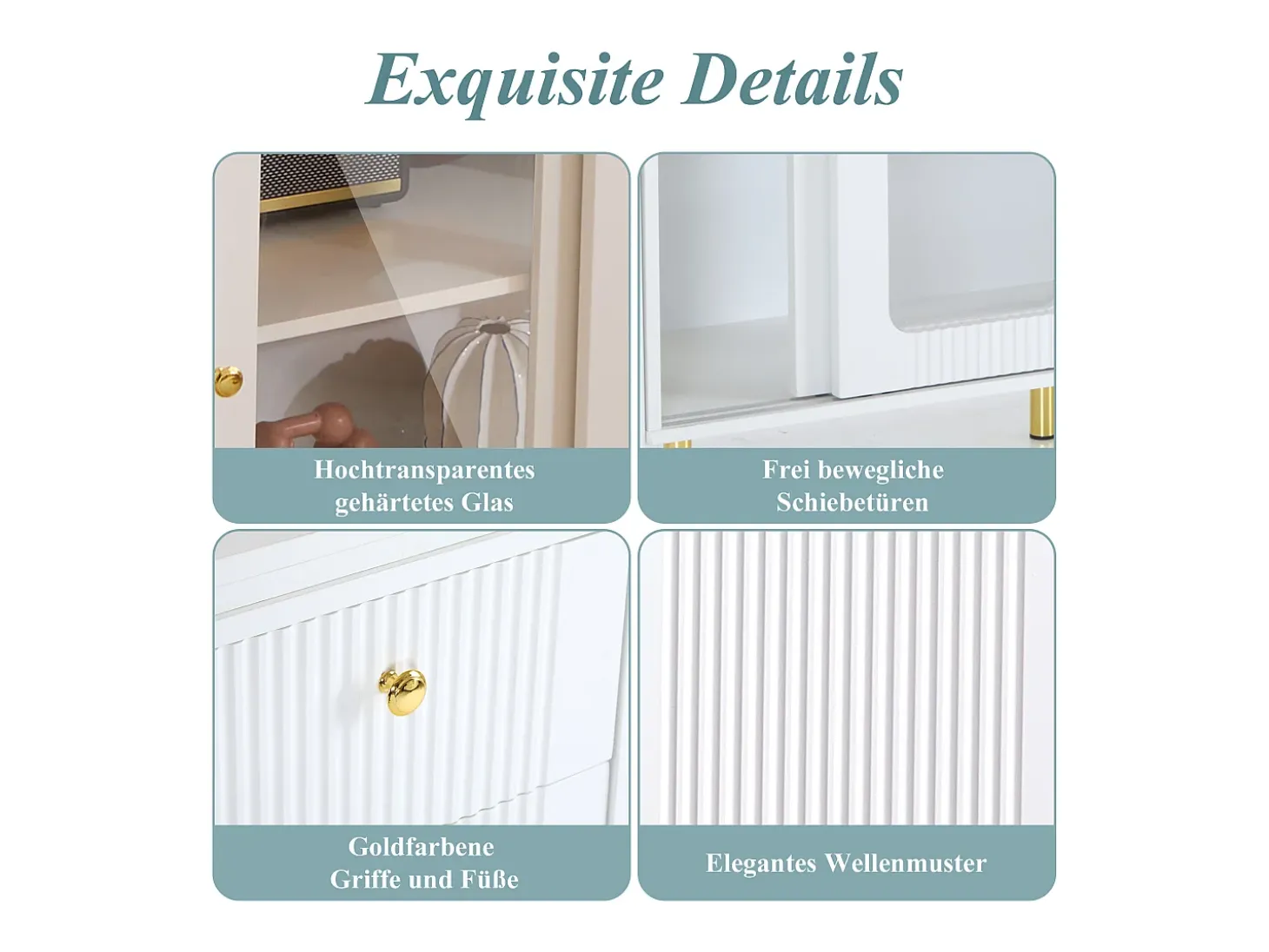 Aparador 122x80x82cm con 3 puertas y 1 cajón, tapa extensible y giratoria, cuerpo blanco