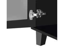 Aparador 160x40x84cm con 4 puertas con espejo, cuerpo lacado en negro