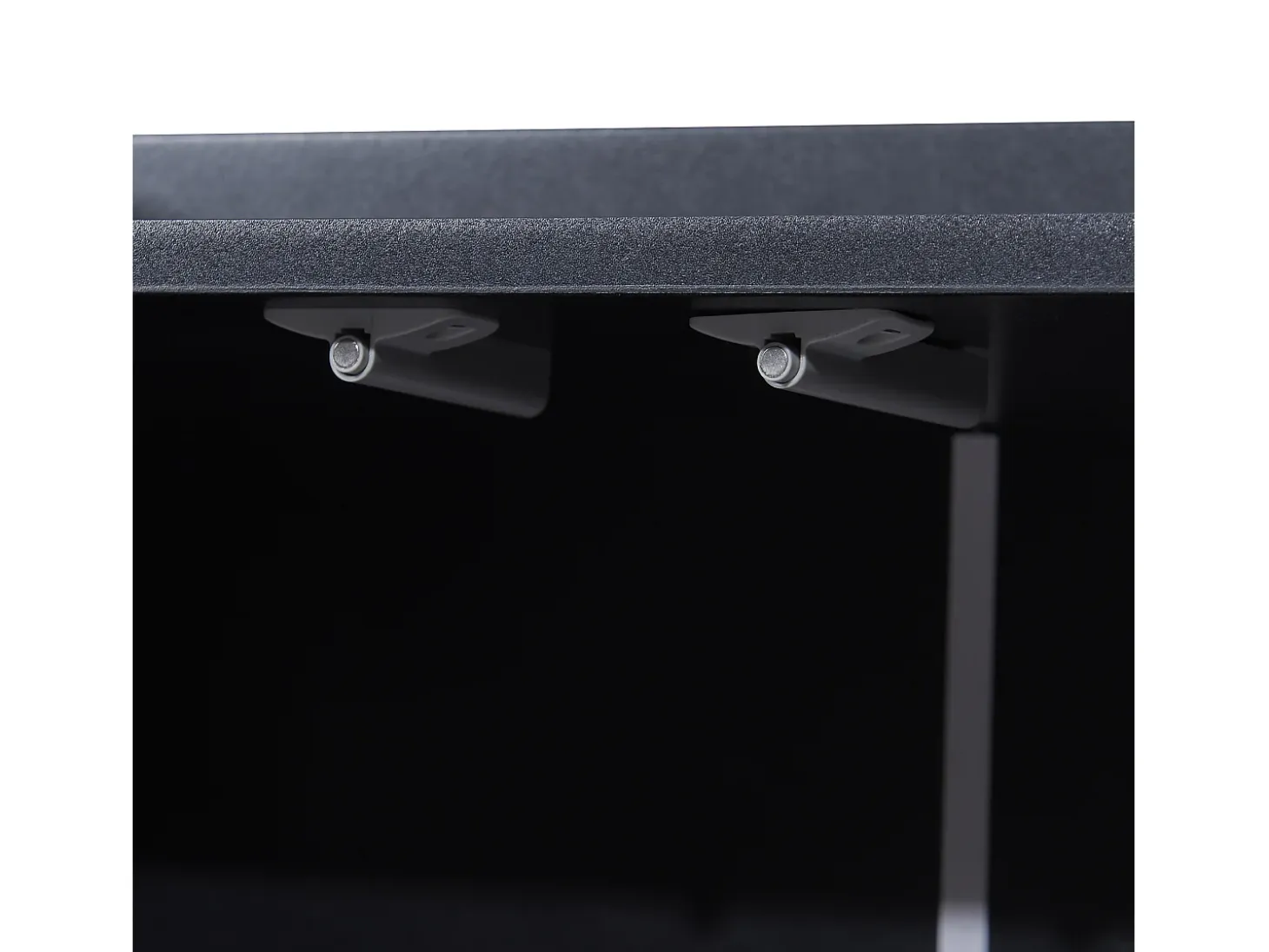 Aparador 120x30x80cm con 4 puertas sin tiradores, patas de metal dorado, cuerpo negro