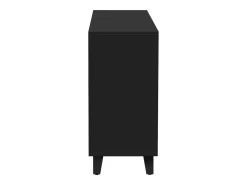 Aparador 160x40x81cm, con 4 puertas de espejo, laminado móvil, tiradores de cristal frío, para salón y comedor, color negro