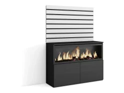 Aparador, 107x35x145cm, Dormitorio, habitación, Chimenea eléctrica XXL, Blanco