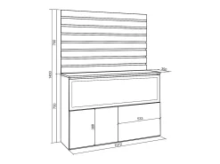 Aparador, 107x35x145cm, Dormitorio, habitación, Chimenea eléctrica XXL, Blanco