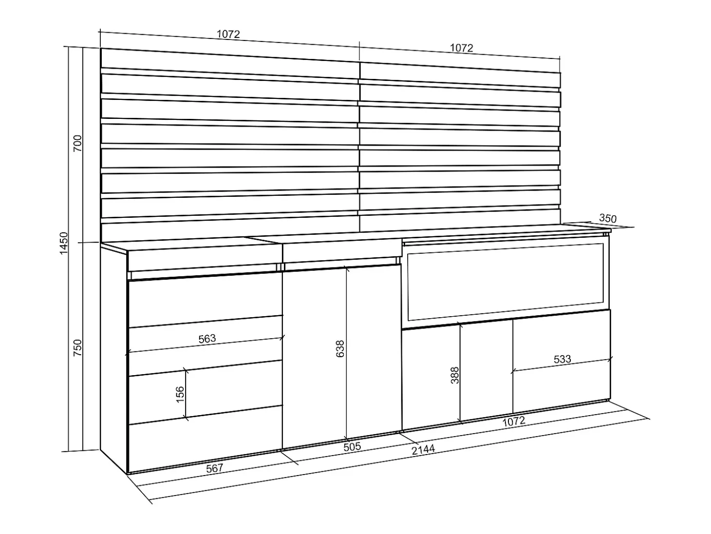 Aparador, 214x35x145cm, Dormitorio, habitación, Chimenea eléctrica XXL, Cómoda, Cajonera, Roble
