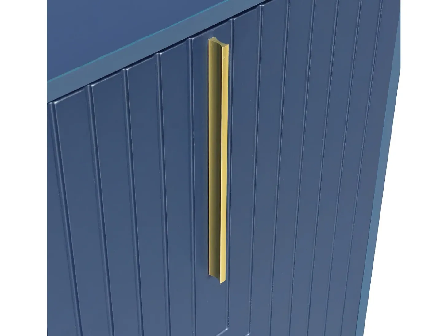 Aparador 138x40x80,5cm, mueble con 3 puertas, estantes regulables, puertas en forma de U, base de metal, color azul marino