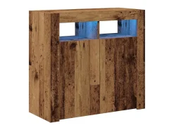 Aparador y luces LED madera vieja 80x35x75 cm madera contrachapada