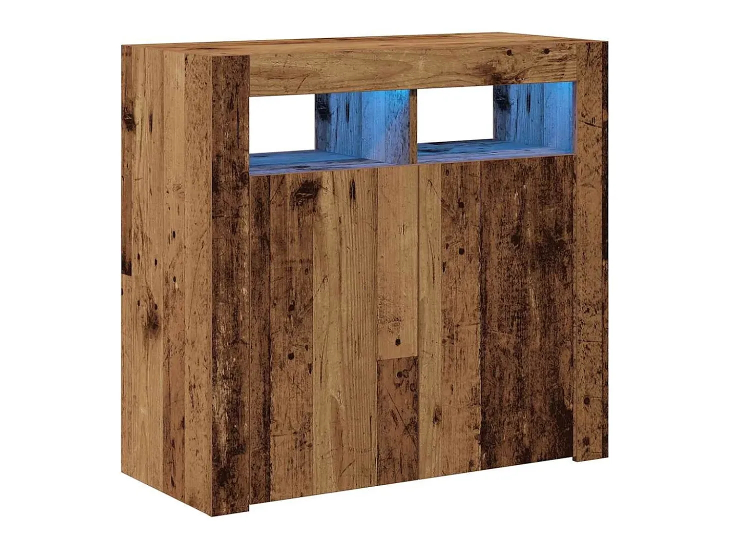 Aparador y luces LED madera vieja 80x35x75 cm madera contrachapada