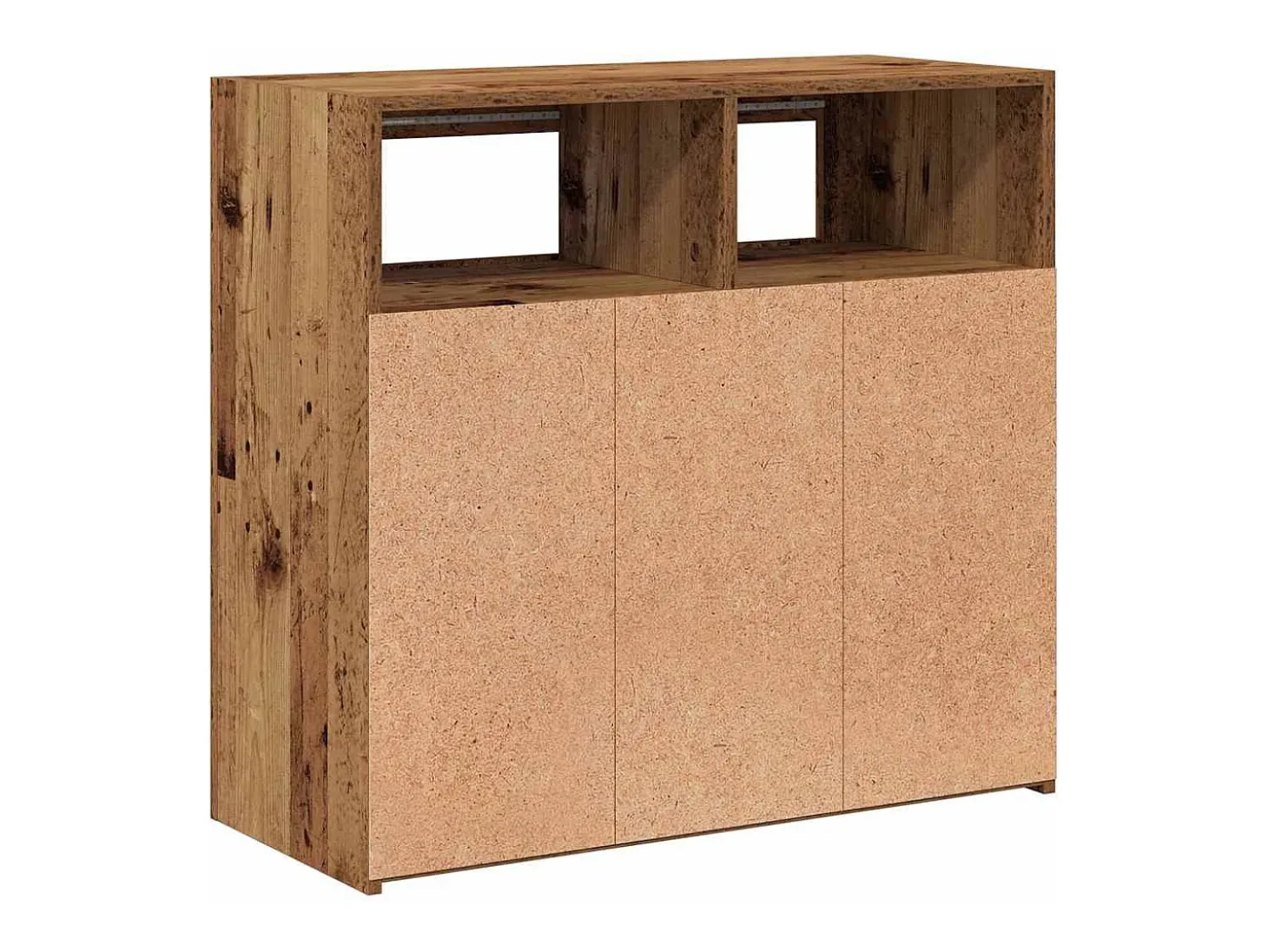 Aparador y luces LED madera vieja 80x35x75 cm madera contrachapada