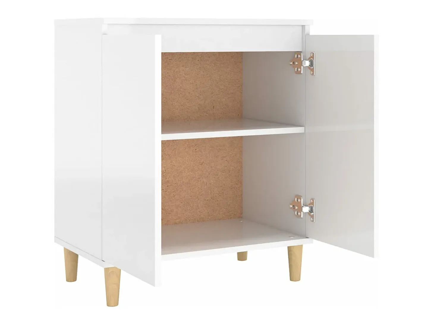 Aparador y patas madera contrachapada blanco brillo 60x35x70 cm