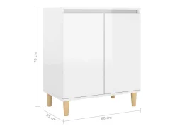 Aparador y patas madera contrachapada blanco brillo 60x35x70 cm